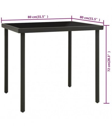 vidaXL Outdoor Dining Table Anthracite 80x80x72 cm Glass and Steel