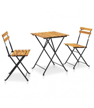 vidaXL 3 Piece Folding Bistro Set Solid Acacia Wood