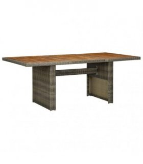 vidaXL Garden Table Brown Poly Rattan and Solid Acacia Wood