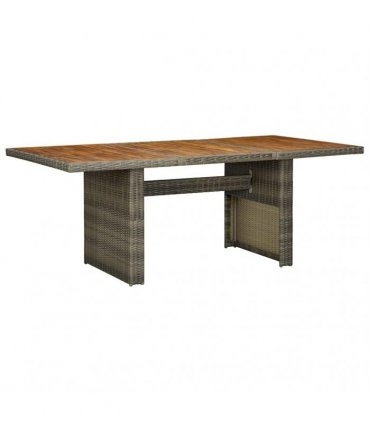 vidaXL Garden Table Brown Poly Rattan and Solid Acacia Wood