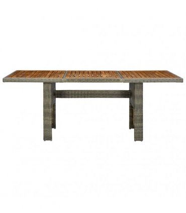 vidaXL Garden Table Brown Poly Rattan and Solid Acacia Wood
