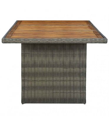 vidaXL Garden Table Brown Poly Rattan and Solid Acacia Wood