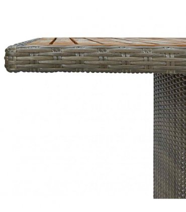 vidaXL Garden Table Brown Poly Rattan and Solid Acacia Wood