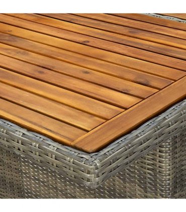 vidaXL Garden Table Brown Poly Rattan and Solid Acacia Wood