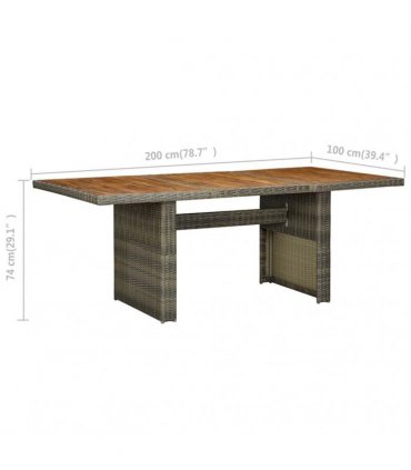 vidaXL Garden Table Brown Poly Rattan and Solid Acacia Wood