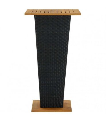vidaXL Bar Table Black 60x60x110 cm Poly Rattan and Solid Acacia Wood