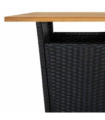 vidaXL Bar Table Black 60x60x110 cm Poly Rattan and Solid Acacia Wood