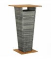 vidaXL Bar Table Grey 60x60x110 cm Poly Rattan and Solid Acacia Wood