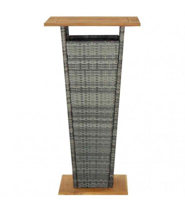 vidaXL Bar Table Grey 60x60x110 cm Poly Rattan and Solid Acacia Wood