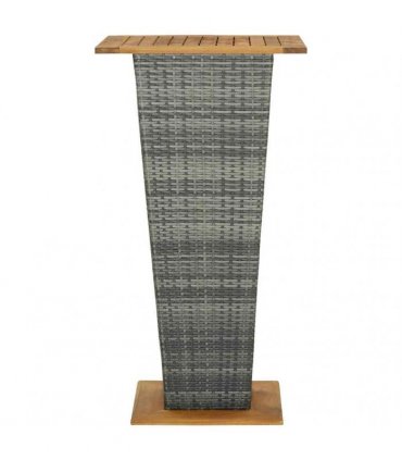 vidaXL Bar Table Grey 60x60x110 cm Poly Rattan and Solid Acacia Wood