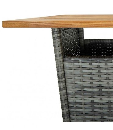 vidaXL Bar Table Grey 60x60x110 cm Poly Rattan and Solid Acacia Wood