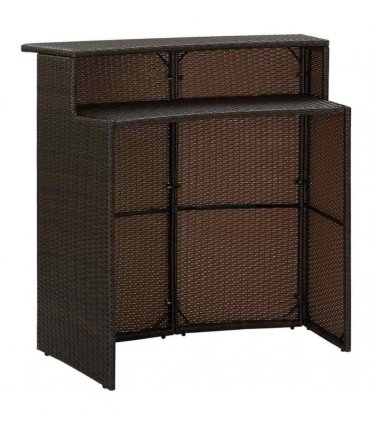 vidaXL Garden Bar Table Brown 120x55x110 cm Poly Rattan