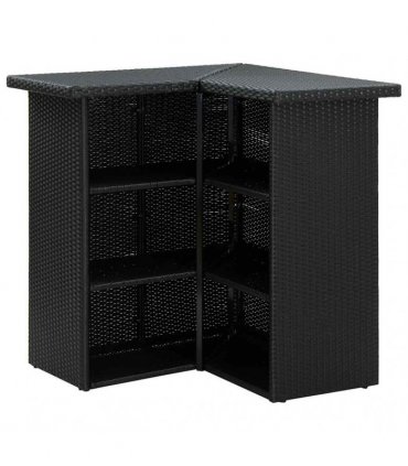 vidaXL Corner Bar Table Black 100x50x105 cm Poly Rattan
