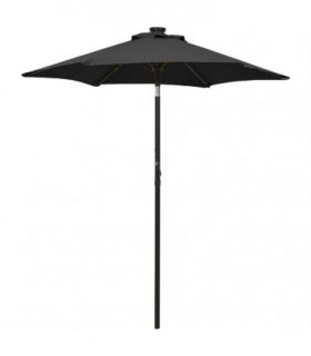 vidaXL Garden Parasol with LED Lights Black 200x211 cm Aluminium