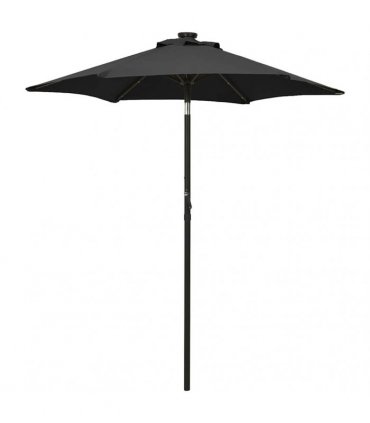 vidaXL Garden Parasol with LED Lights Black 200x211 cm Aluminium
