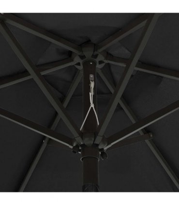 vidaXL Garden Parasol with LED Lights Black 200x211 cm Aluminium