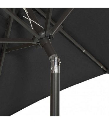 vidaXL Garden Parasol with LED Lights Black 200x211 cm Aluminium