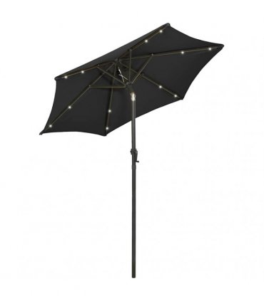 vidaXL Garden Parasol with LED Lights Black 200x211 cm Aluminium