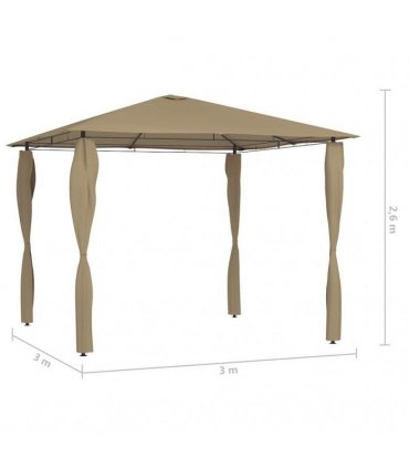 vidaXL Gazebo with Post Covers 3x3x2.6 m Taupe 160 g/m²