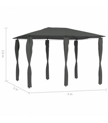 vidaXL Gazebo with Post Covers 3x4x2.6 m Anthracite 160 g/m²