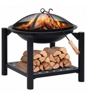 vidaXL Fire Pit with Poker 54x54x55 cm Steel