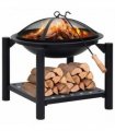 vidaXL Fire Pit with Poker 54x54x55 cm Steel
