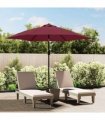 vidaXL Garden Parasol with LED Lights&Steel Pole 300 cm Bordeaux Red
