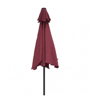 vidaXL Garden Parasol with LED Lights&Steel Pole 300 cm Bordeaux Red