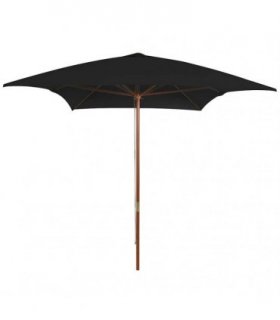 vidaXL Garden Parasol with Wooden Pole Black 200x300 cm