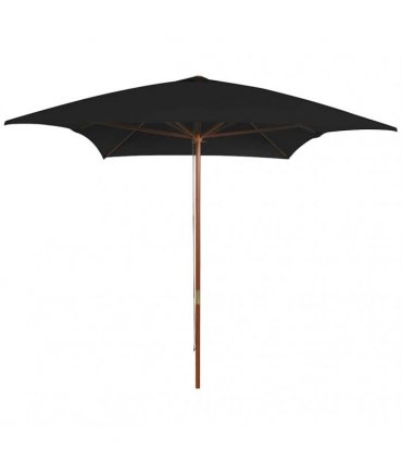 vidaXL Garden Parasol with Wooden Pole Black 200x300 cm