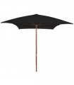 vidaXL Garden Parasol with Wooden Pole Black 200x300 cm