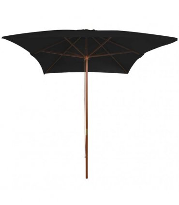 vidaXL Garden Parasol with Wooden Pole Black 200x300 cm