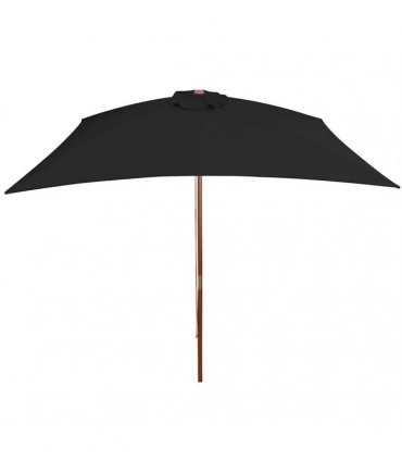 vidaXL Garden Parasol with Wooden Pole Black 200x300 cm
