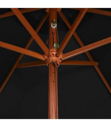 vidaXL Garden Parasol with Wooden Pole Black 200x300 cm