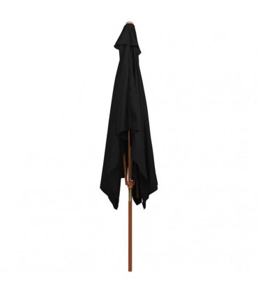 vidaXL Garden Parasol with Wooden Pole Black 200x300 cm