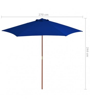 vidaXL Garden Parasol with Wooden Pole Blue 270 cm
