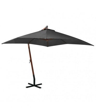 vidaXL Hanging Garden Parasol with Pole Anthracite 3x3m Solid Fir Wood