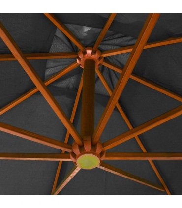 vidaXL Hanging Garden Parasol with Pole Anthracite 3x3m Solid Fir Wood
