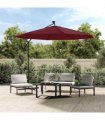 vidaXL Cantilever Garden Parasol with LED Lights&Steel Pole Wine Red