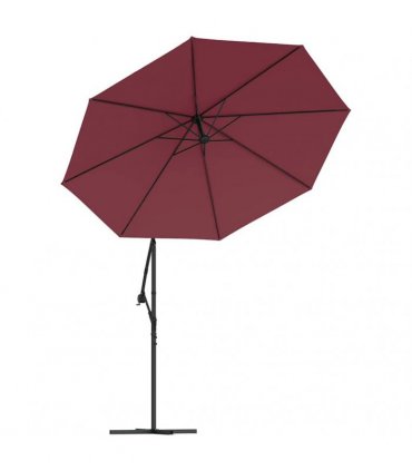 vidaXL Cantilever Garden Parasol with LED Lights&Steel Pole Wine Red