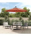 vidaXL Cantilever Garden Parasol with LED Lights&Steel Pole Terracotta