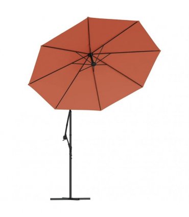 vidaXL Cantilever Garden Parasol with LED Lights&Steel Pole Terracotta