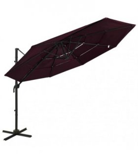 vidaXL 4-Tier Garden Parasol with Aluminium Pole Bordeaux Red 3x3 m