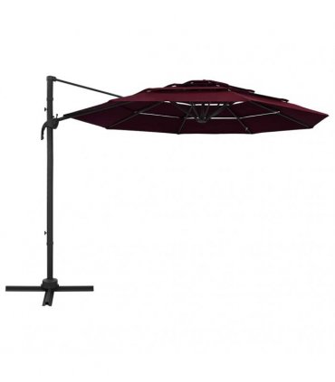 vidaXL 4-Tier Garden Parasol with Aluminium Pole Bordeaux Red 3x3 m
