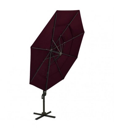 vidaXL 4-Tier Garden Parasol with Aluminium Pole Bordeaux Red 3x3 m
