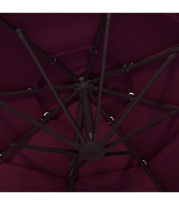 vidaXL 4-Tier Garden Parasol with Aluminium Pole Bordeaux Red 3x3 m
