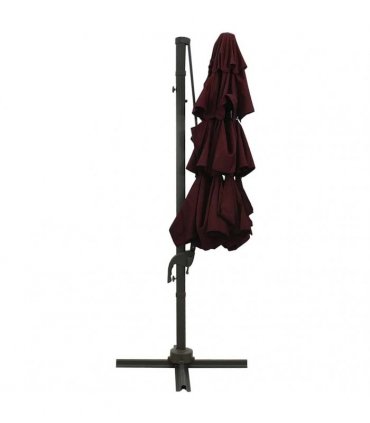 vidaXL 4-Tier Garden Parasol with Aluminium Pole Bordeaux Red 3x3 m