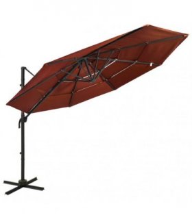 vidaXL 4-Tier Garden Parasol with Aluminium Pole Terracotta 3x3 m