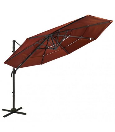 vidaXL 4-Tier Garden Parasol with Aluminium Pole Terracotta 3x3 m