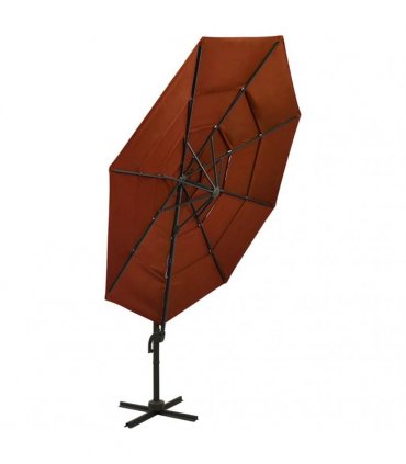 vidaXL 4-Tier Garden Parasol with Aluminium Pole Terracotta 3x3 m